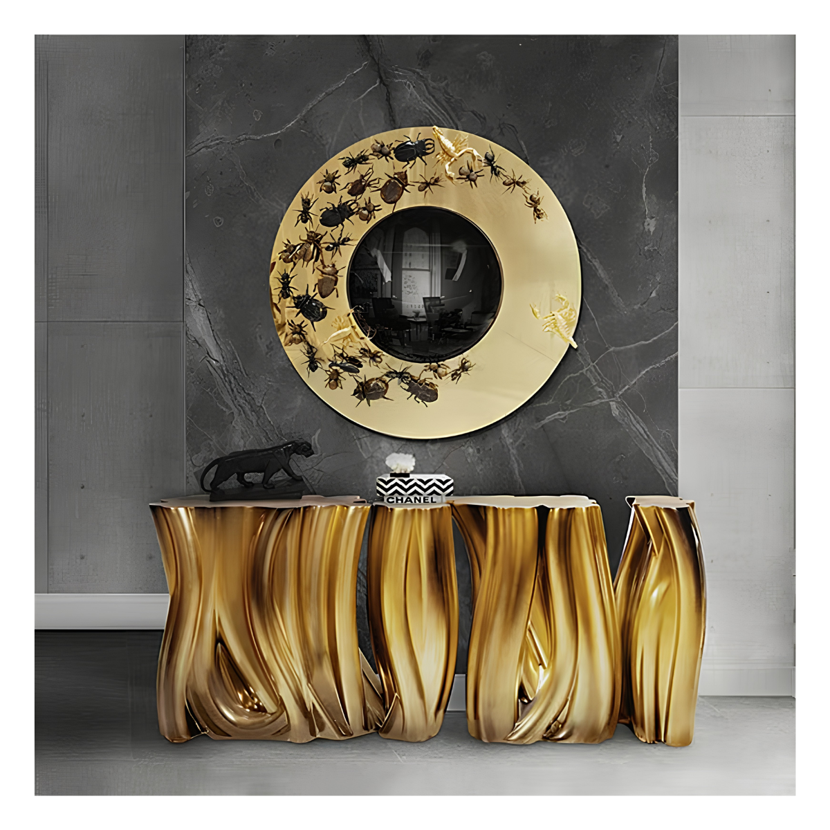 Drapery Gold Console Table